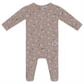 MOCHA FOOTIE WITH WHITE SCALLOP STITCH